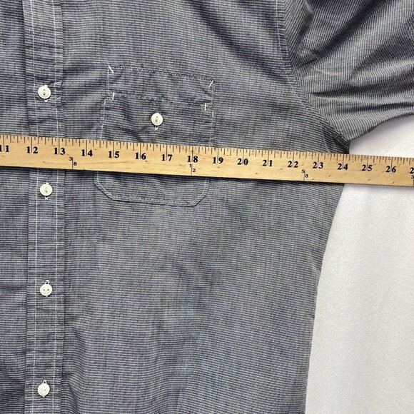 ECKO UNLTD Collar Button-Up Short Sleeve Shirt Men XL Gray Stripes Front Pockets - Picture 7 of 14